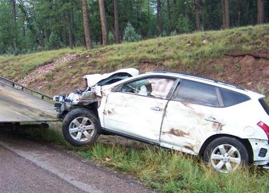 Crashed van
