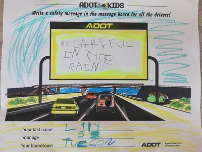 Kids Safety Message Drawing - Be Careful in the Rain