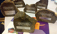 Six Stone Carved Trophies for the TransComm Skills Award winners