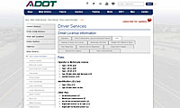 Screenshot of MVD Driver Services web page