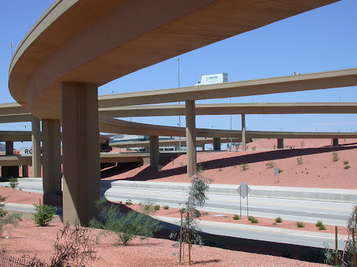 Cluster of freeway ramps