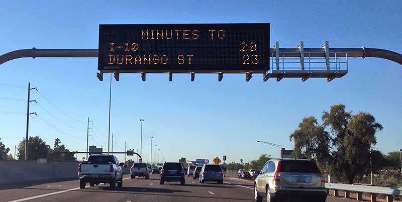 Travel times on freeway message board