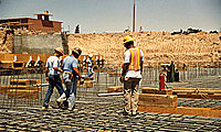 Construction workers building tunnel