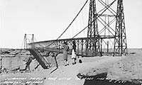 Two Women looking at Suspension Bridge Cameron AZ