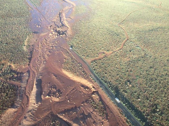 US 89A flood damage viewed from the air