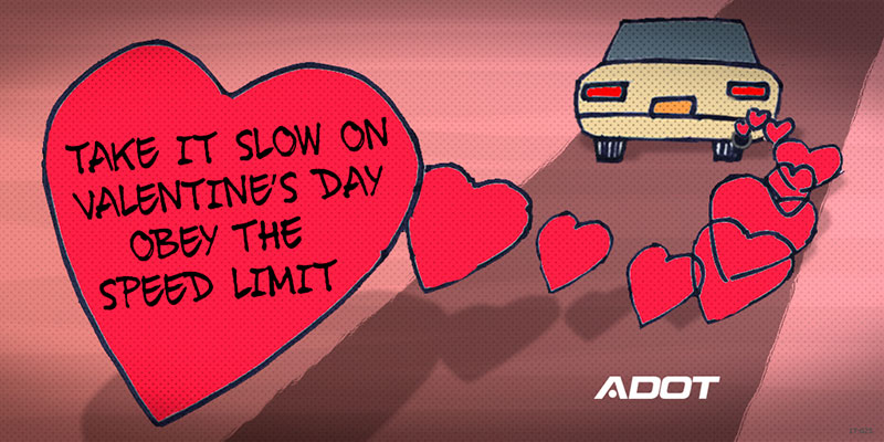 Cartoon representation of Valentine's Day safety message in a heart