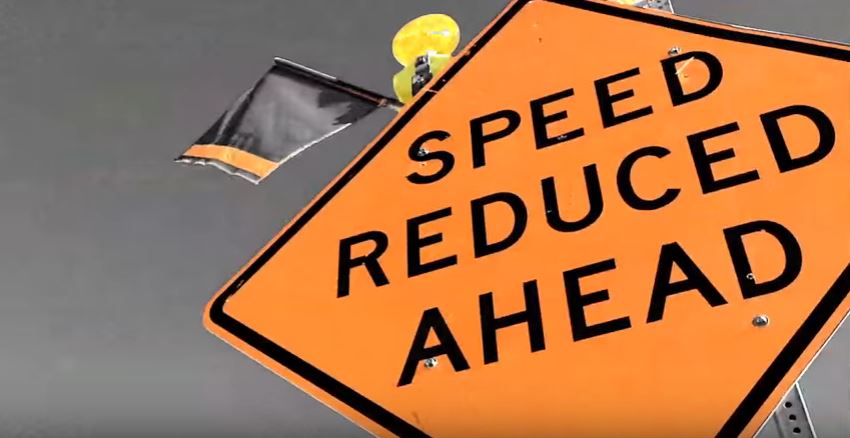 Speed Reduced Ahead Construction Sign