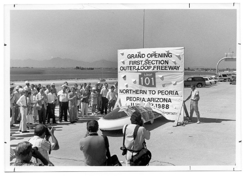 Black and white image of Loop 101 grand opening