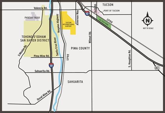Map with study area for proposed Sonoran Corridor