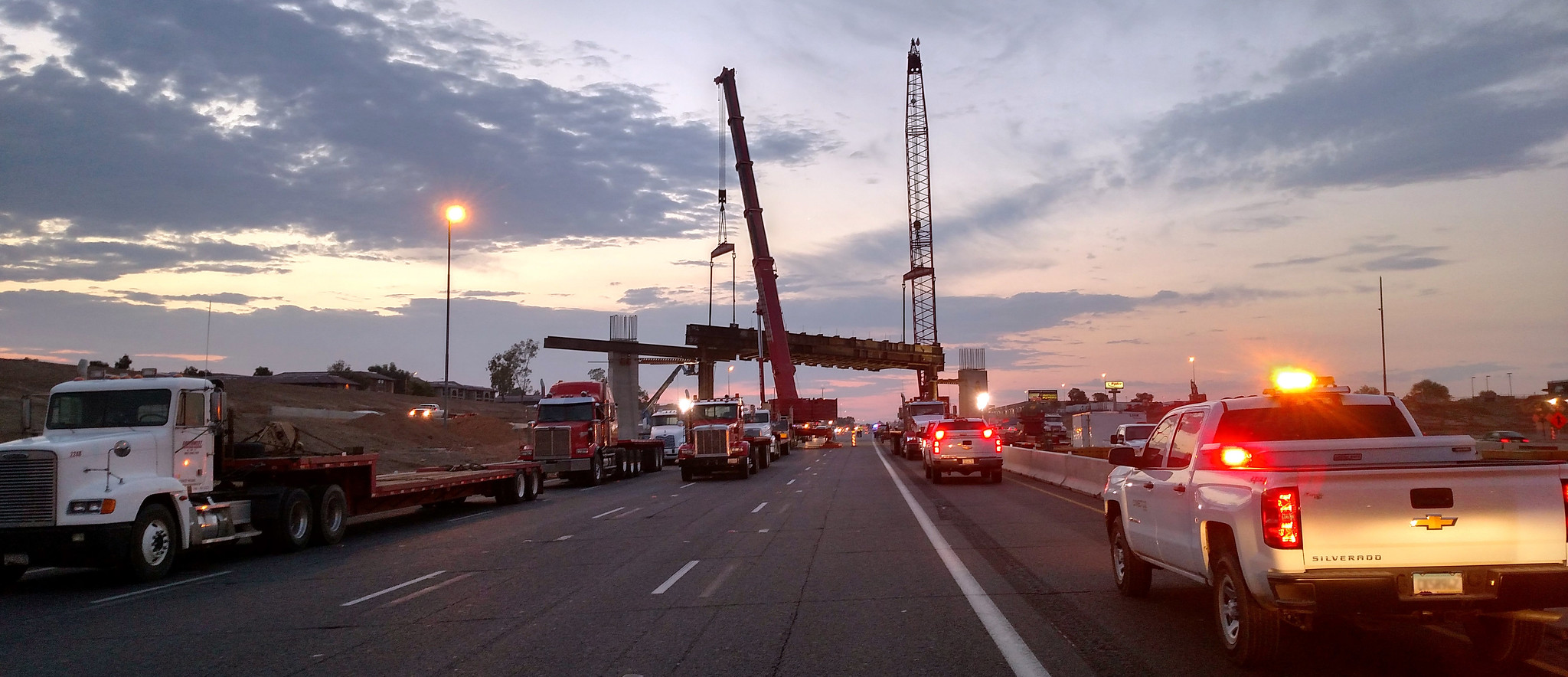 Straddle bent viewed from a distance on Interstate 10 in Phoenix