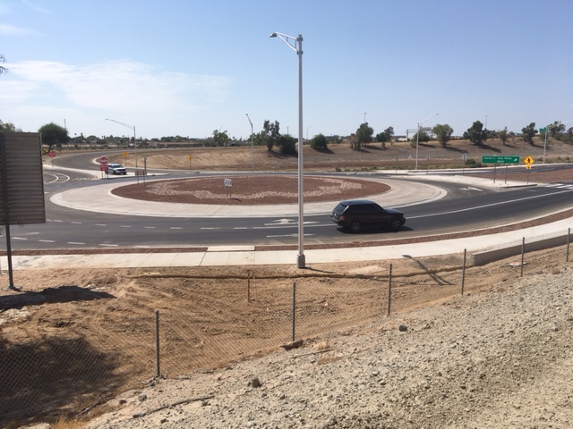 Vehicle uses new roundabout in Yuma