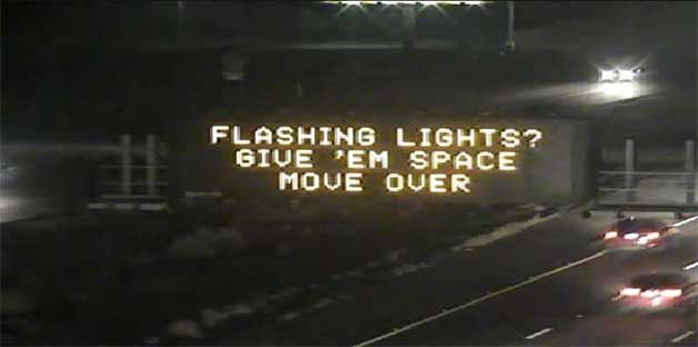 Move over safety message on freeway board