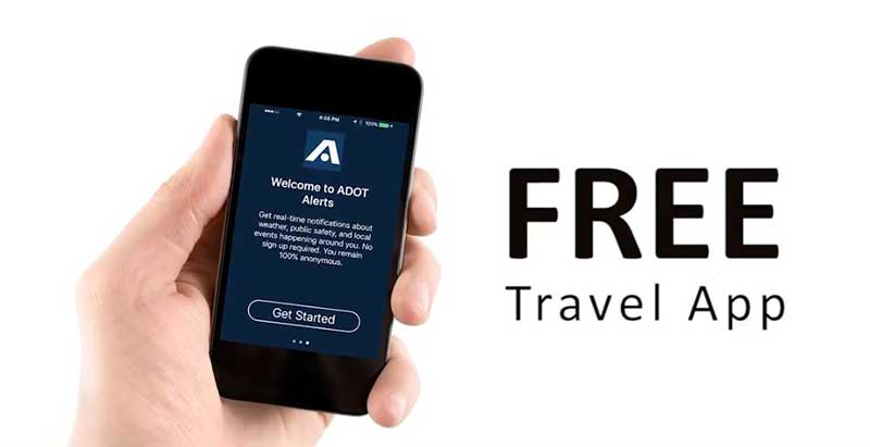 Graphic promoting free travel app