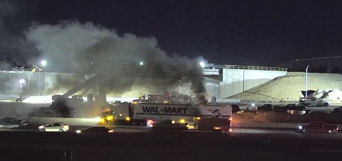 Truck involved in freeway incident