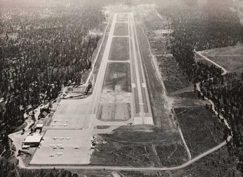 Black and white historic photo of Grand Canyon Airport