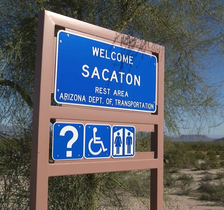 Sacaton Rest Area sign