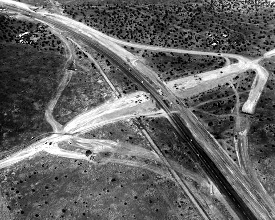 Black and white historic image of I-19 
