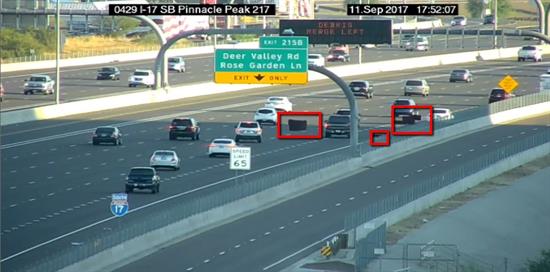 Debree on freeway seen from traffic camera