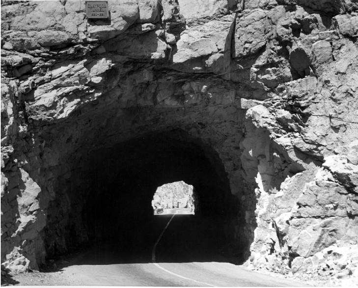 Black and white image of Claypool Tunnel
