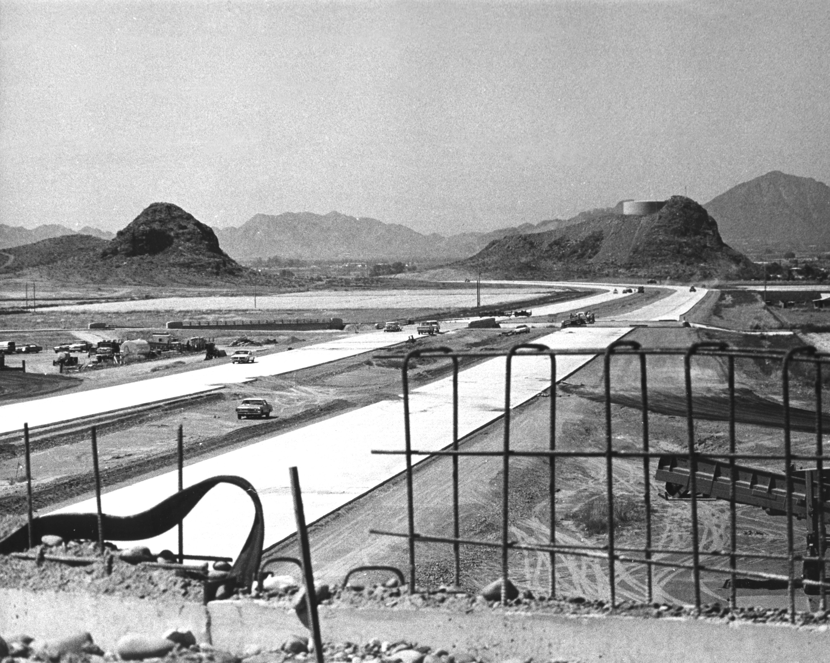 Historic black and white image of the Broadway Curve
