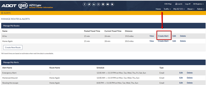 511 screen where custom choices can be made
