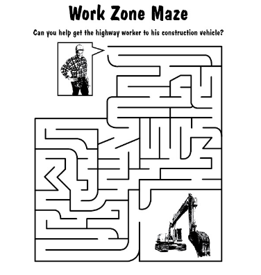 Work Zone Maze Kids Activity