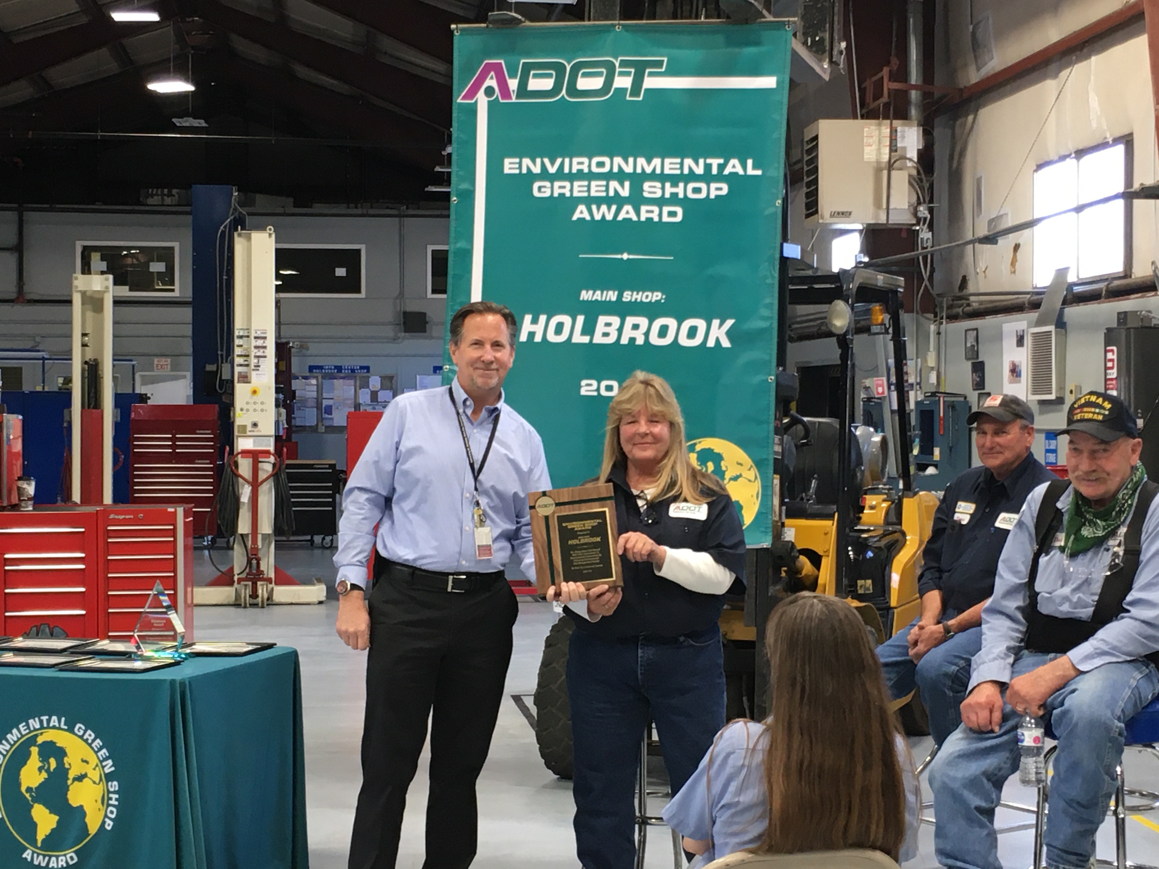 Award being accepted for Green Shop in Holbrook