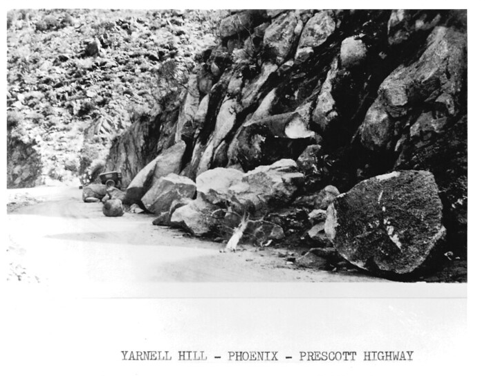 Black and white photo of rocky hill