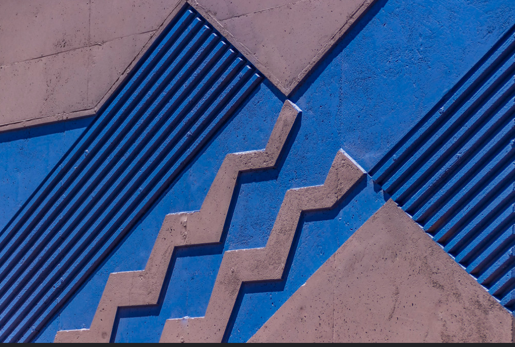 Blue diamond art on wall