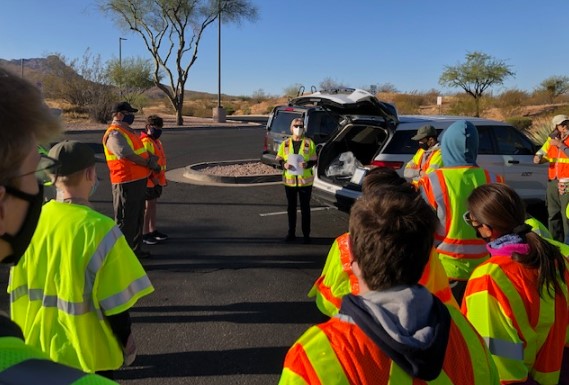 Scouts assembled for cleanup