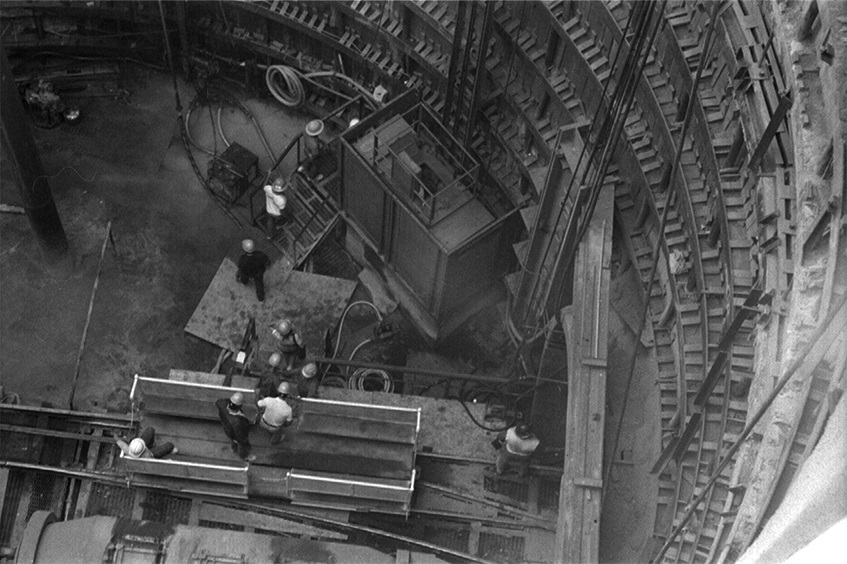 Workers inside the Deck Park Tunnel