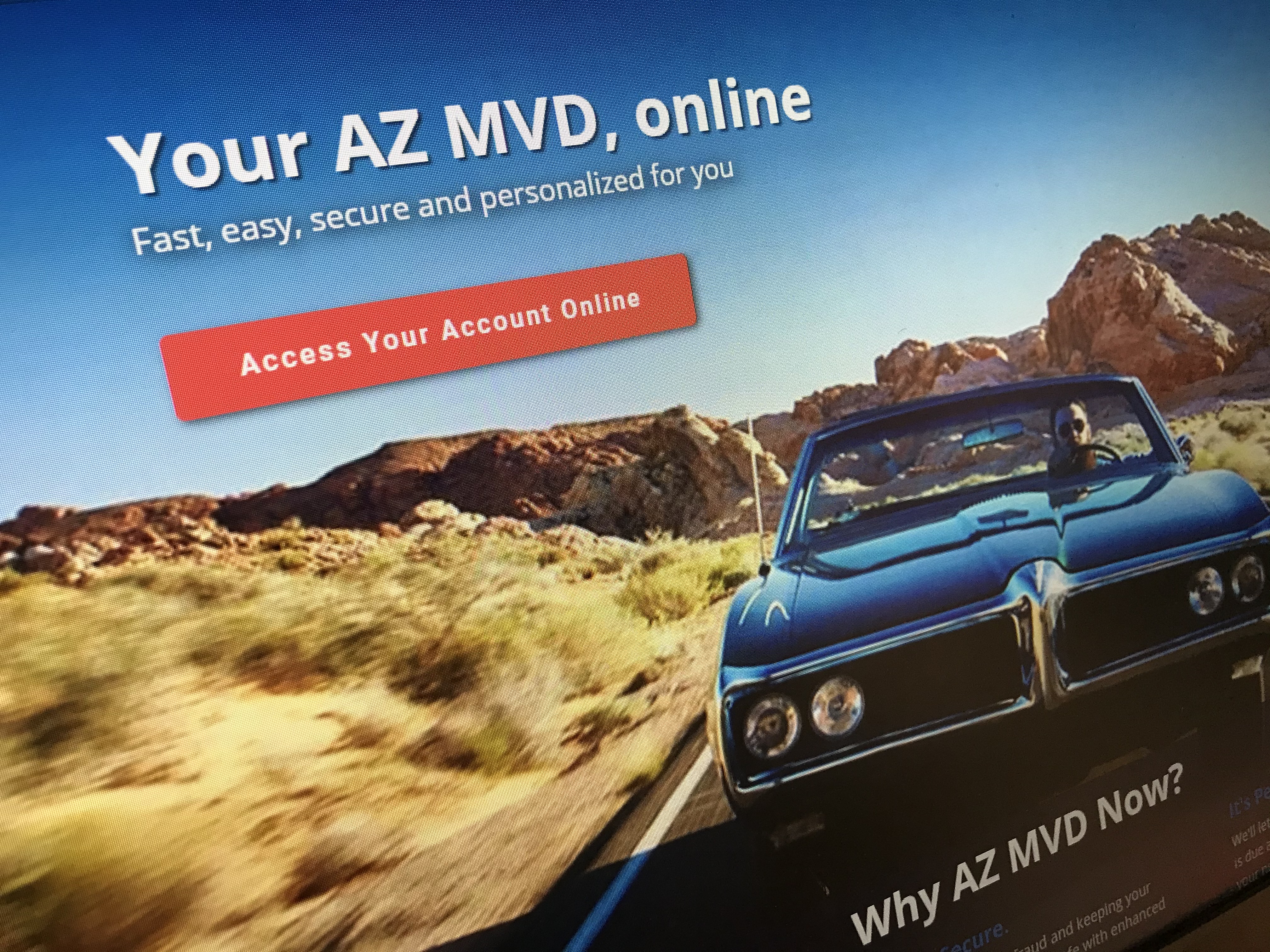 AZMVDNOW welcome screen