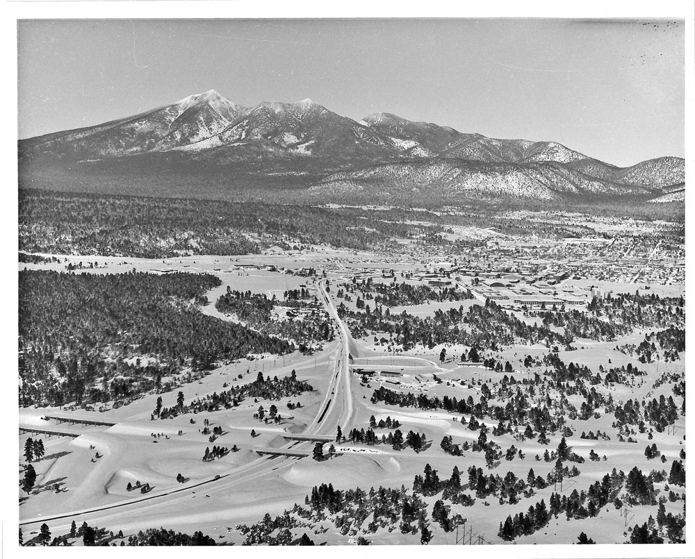 Black and white historic image of Flagstaff