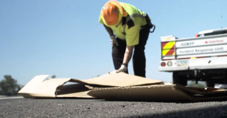 IRU picking up debris.