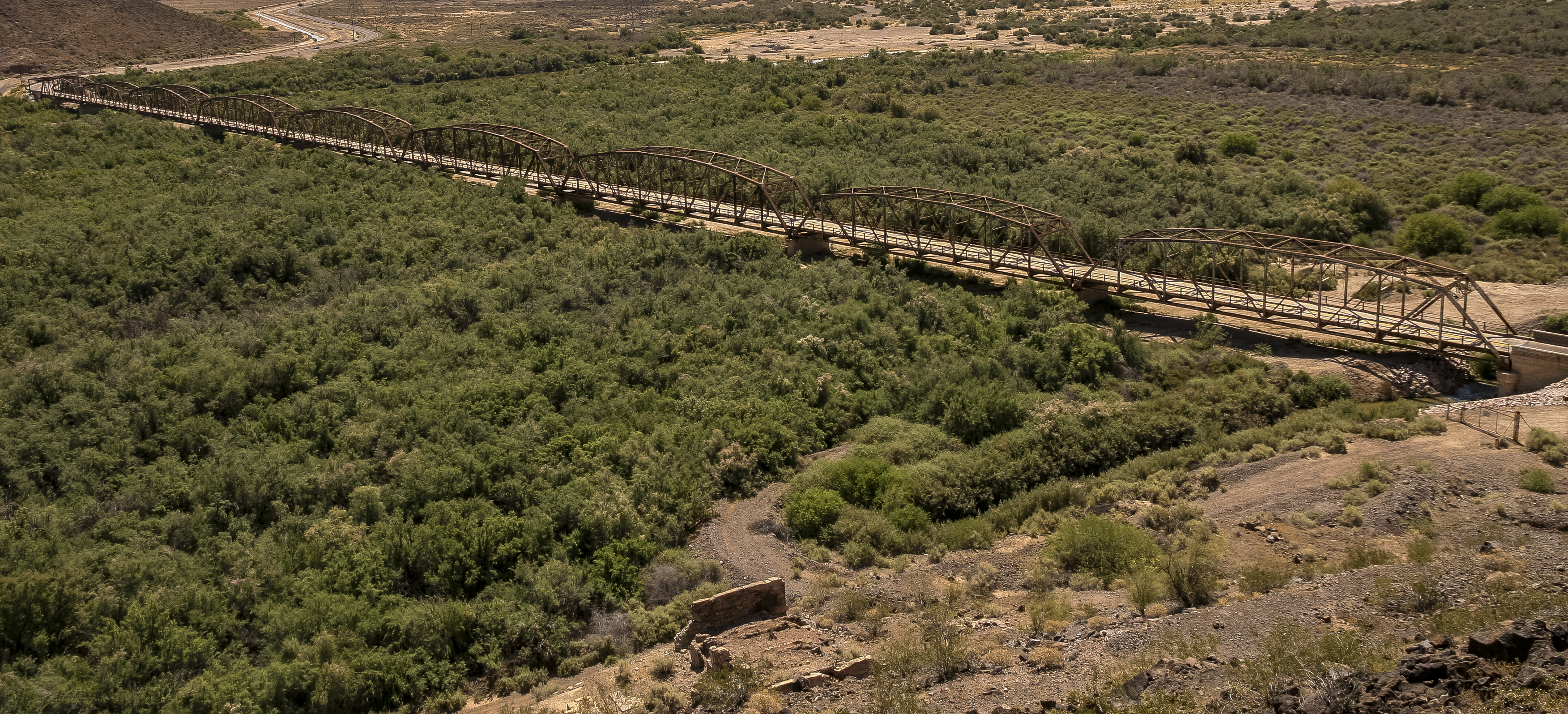 Aerial view of Gillespie Dam Bridge