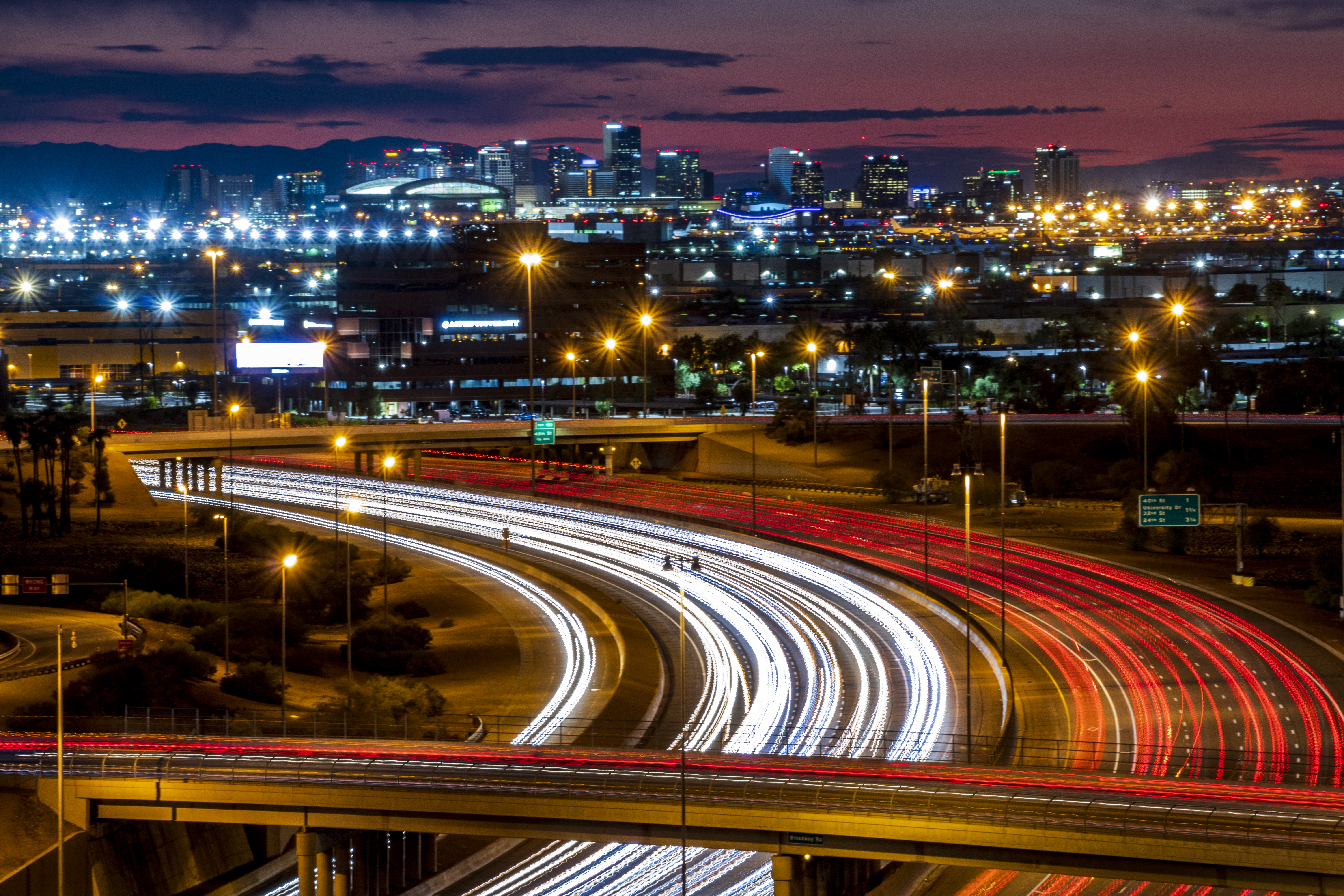 I10 Freeway Broadway Belle Butte nighttime photo