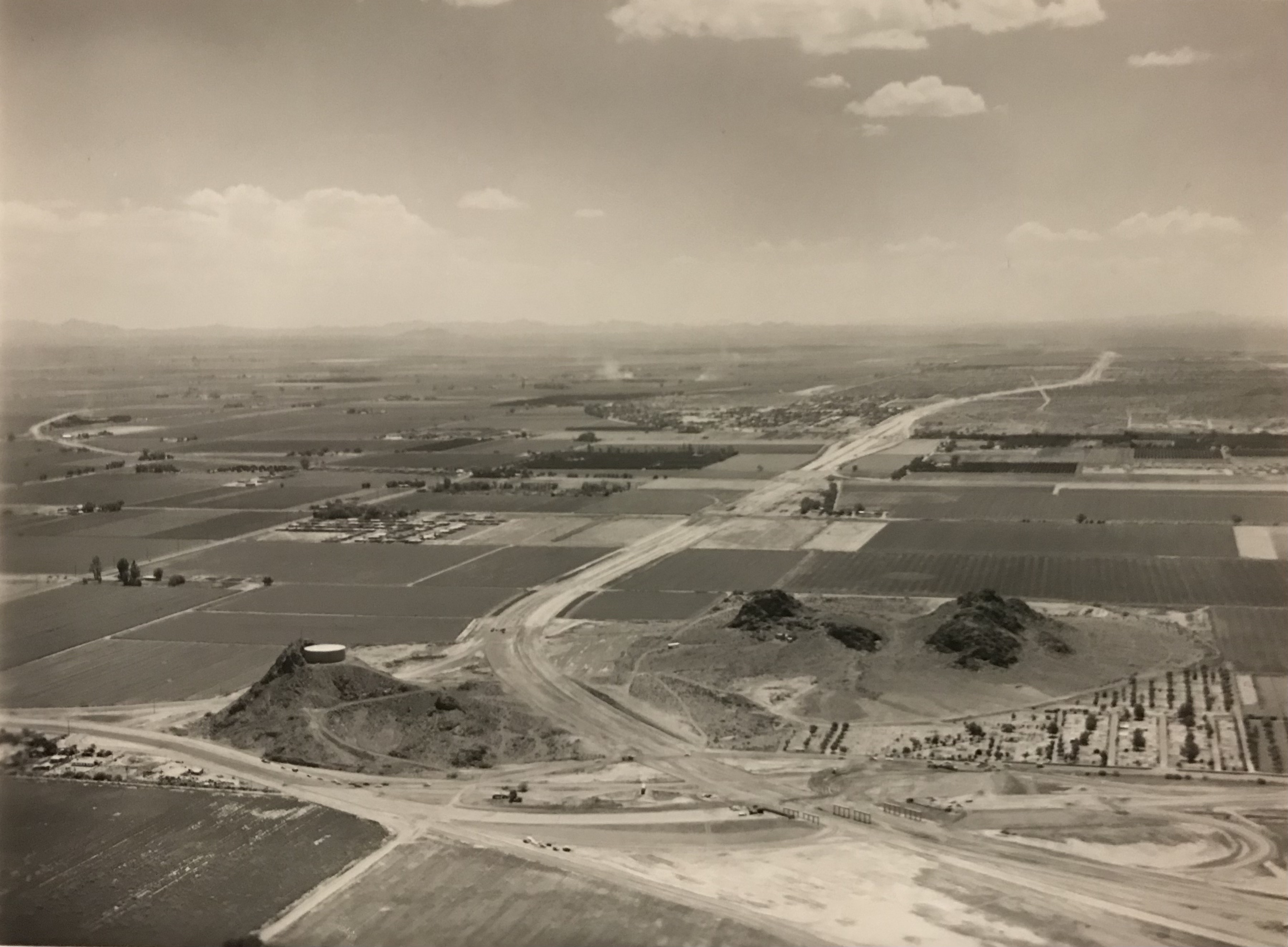 Black and white historic image of an early Broadway Curve
