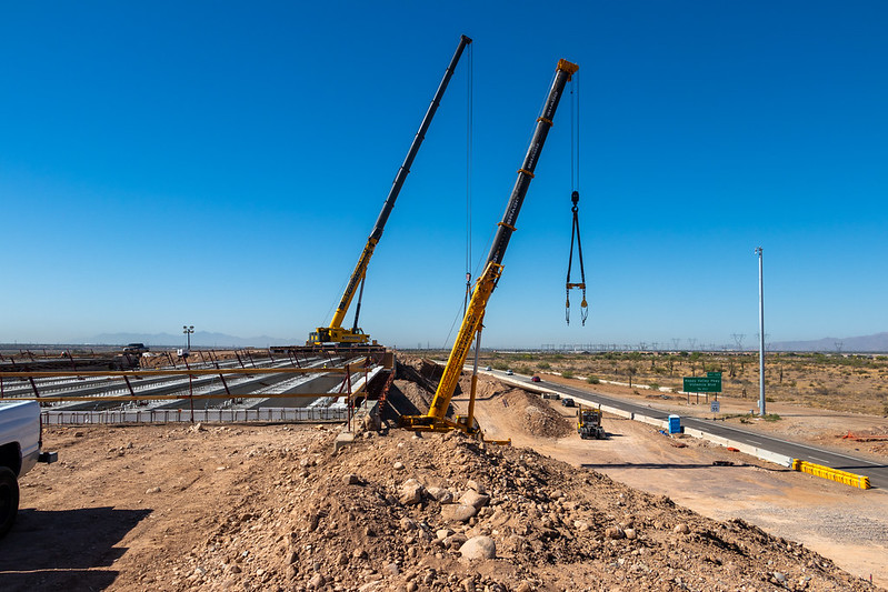 Crane works on future Loop 303 interchange