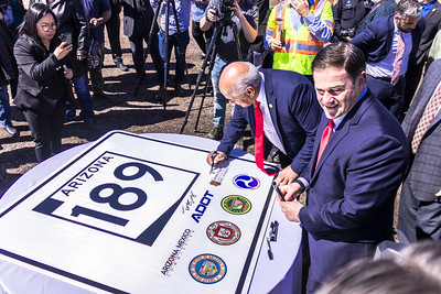 Governor Ducey and sign that marks SR 189 project groundbreaking