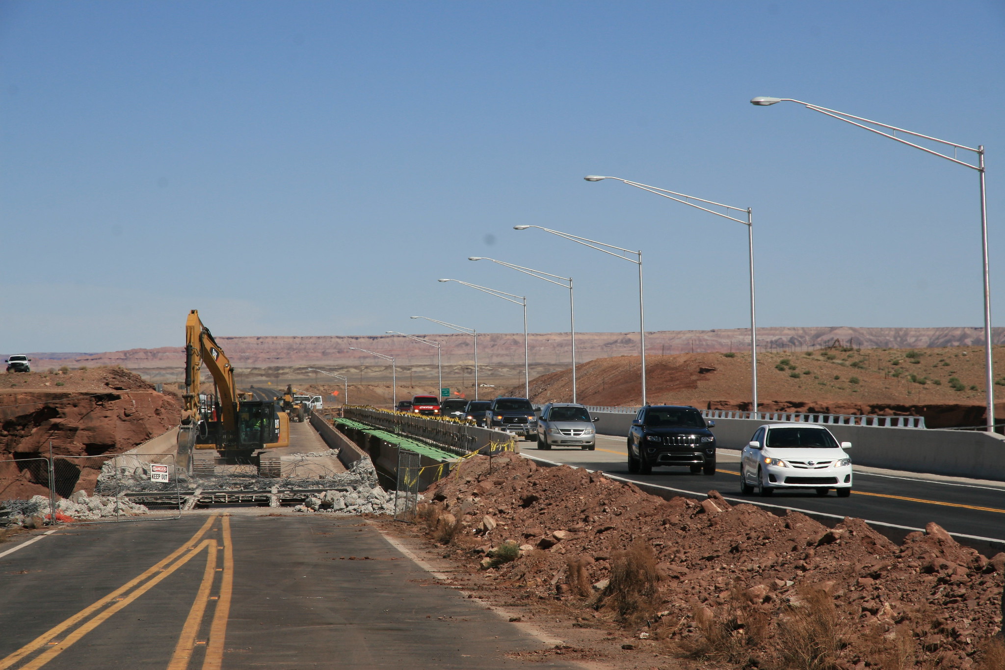 Bridge being removed from US 89 at Cameron