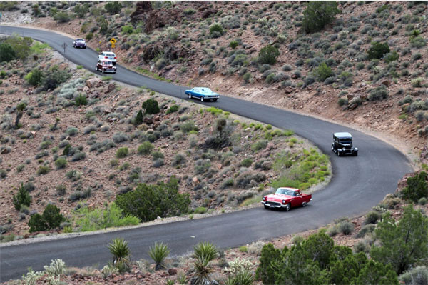Vintage vehicles on old Route 66