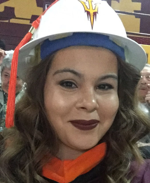 ADOT employee jocelyn wearing an asu graduation cap