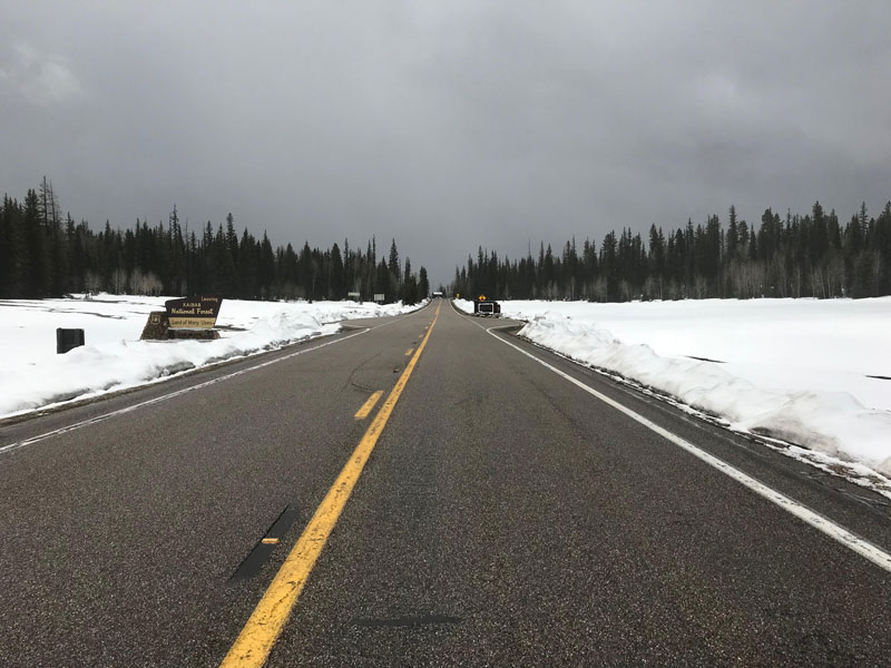 State Route 67 with snow off to the sides