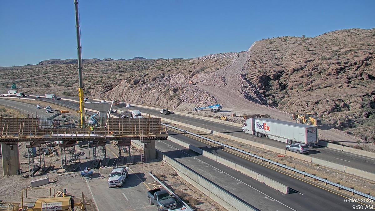 Construction of new ramps and lanes at I-40 and US 93 interchange