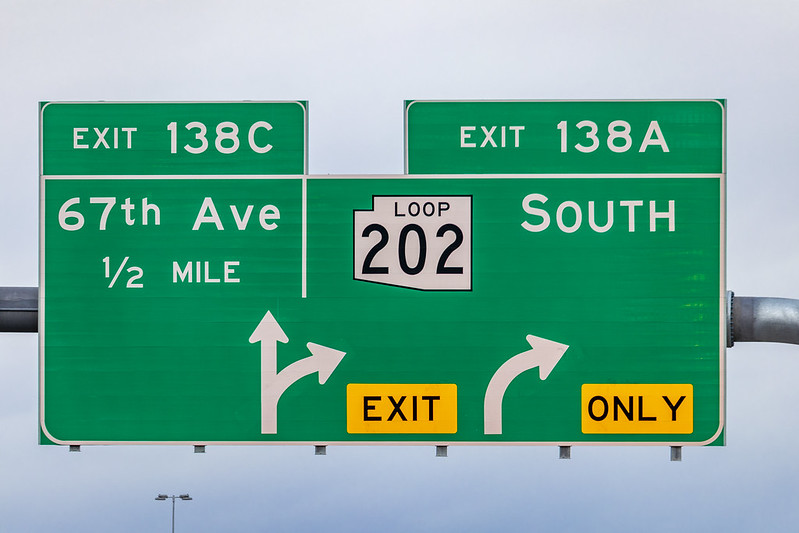 Highway sign directing to South Mountain Freeway