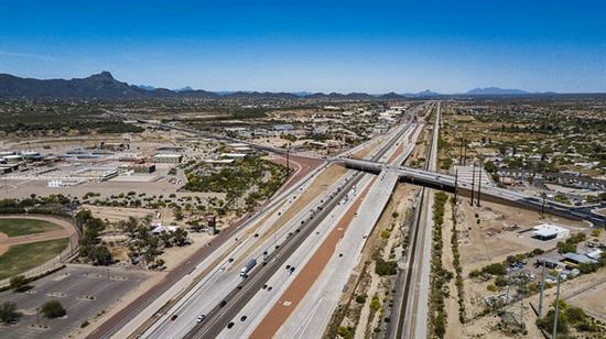 Aerial view of freeway