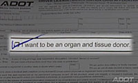 Graphic showing form with organ donation option checked