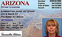 Arizona drivers license with photo of a woman, Grand Canyon background, and personal details visible.