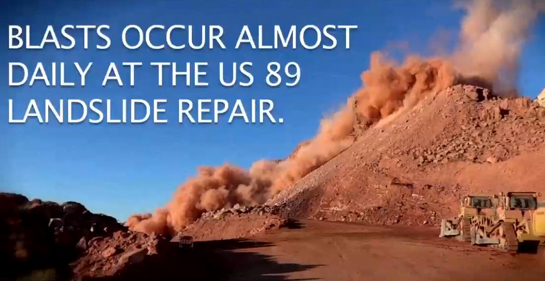 Blast on US 89 and text explaining the frequency