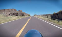POV shot of motorcyclist on road